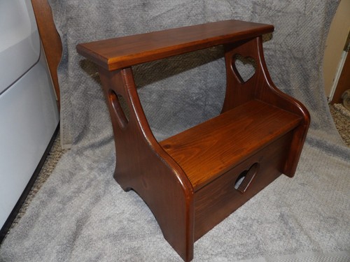 Vtg wooden two step stool - two,