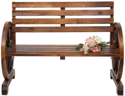 Rustic wagon wheel bench - rustic,