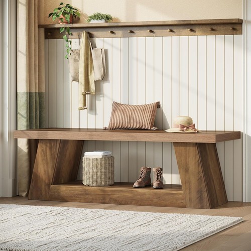 Inch wooden entryway bench - 63-inch,